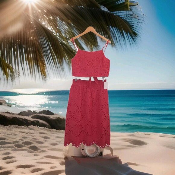 Andie Santiago Crop Top Mona Skirt Set Sz M Rosette Cotton Eyelet Summer Outfit - Picture 16 of 16